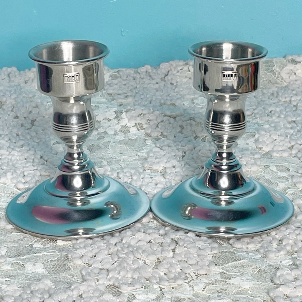 Vintage Pewter Candlesticks Holder With Adapter Kirk Stieff Rare Excellent